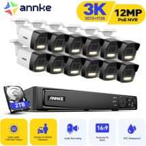 3K Kabelgebundenes Videoüberwachungsset Außenbereich, Überwachungskamera mit 16Kanal nvr und 12x5MP PoE ip Kamera, Personen-/Fahrzeugerkennung,