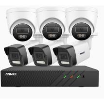 3K Videoüberwachungsset,8 Kanal mit 3 Bullet Kamera und 3 Tower Kamera Farbnachtsicht - Annke