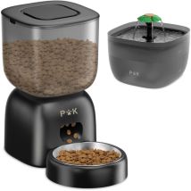 Puppy Kitty - 3l Distributeur Croquette, Batterie Jusqu'à 180 Jours, Vocal 10s, Avec Fontaine À Chat 2l Gratuite, Noir