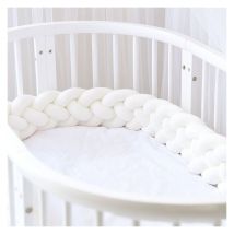 3M 4 Tissage Bebe Coussin Serpent Tresse Pare-Chocs Velours Protection Lit Pare-Chocs Pepiniere Pour Nouveau-Nes Lit Chambre Decor Blanc