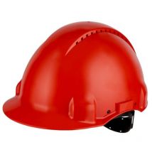Casque de sécurité 3M G3000 rouge, ventilé, avec harnais standard et basane synthétique XH001674742