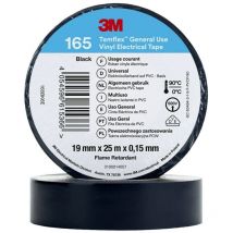 Temflex Nastro elettrico in vinile 165, nero, 19 mm x 25 m, confezione da 10 rotoli - 3M