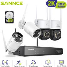 3mp Wifi Videoüberwachungssets Ir Kamera Nachtsicht Zwei Wege Audio Wlan Cctv Sicherheit Kamera System - 2tb Hdd - Sannce