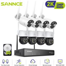 3MP wifi Videoüberwachungssets System ir Kamera Nachtsicht Zwei Wege Audio wlan cctv Sicherheit Kamera Kit - 1TB hdd - Sannce