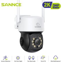SANNCE 3MP Drahtlose Überwachungskamera Zwei-Wege-Sprache Menschliche Erkennung Nachtsicht Wasserdichte IP Kamera WiFi CCTV Überwachung