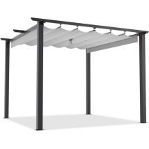 3Mx3M Outdoor Retractable Pergola with Canopy Patio Metal Shelter for Garden Lawn Grey