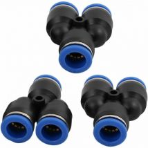 Gabrielle - 3Pcs 12mm Diamètre y Type 3 Voies Tuyau Tube Pneumatique Air Rapide Raccord Pression Connecteur