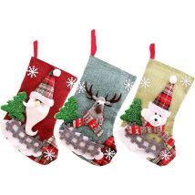 3PCS Chaussettes de Noël à Suspendre Grande Bas à Bonbons Noël 2315cm Xmas Stockings Christmas Sac Cadeau de Noël Suspendue pour Bonbon Biscuit