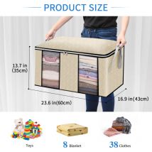 3PCS Clothes Storage Bags Ziped Organizer Underbed Wardrobe Cube Closet Box -beige