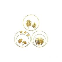 Cyslmuk - 3Pcs Fer Mural Sculptures, Décoration Murale en Métal Fer Ornements Murale en Feuille de Tortue et Feuille de Palmier pour Bureau à