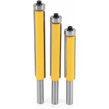 3pcs Fraise à Copier, 8mm Tige Outils De Fraisage De Menuiserie Bricolage De Coupe Avec Roulement Supérieur, Fraise à Bois Fraise Extra-Longue Fraise