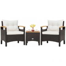 3pcs Patio Furniture Set Outdoor Rattan Sofa Set with Coffee Table Conversation