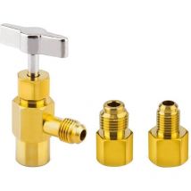 SNQ - 3Pcs R134A Refrigerant,avec Adaptateurs De Réservoir,Adaptateur1/2 Acme,Robinet de Réfrigérant,pour Tuyau de Charge de Réfrigérant avec