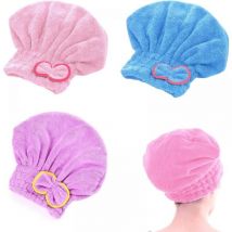 3PCS Serviette Cheveux Sechage Rapide, en Microfibre Wrap Turban Super Absorbant pour Femmes
