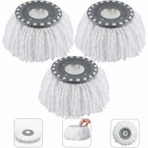 3Pcs Têtes de Balai en Microfibre - Rotation à 360°, Rechange pour Balais Serpillère (Diamètre 16 cm)