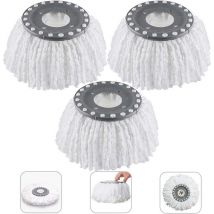 3Pcs Têtes Microfibre Balai, Mop Heads, Tête de Vadrouille Rechange Rond Têtes Mop Rotation à 360 pour Balais Serpillère Rotatif 360°(Diamètre 16 cm)