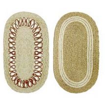 3pz Zerbino Ovale Treccia In Paglia - Cm.45x75 Spessore Mm.15