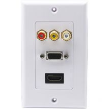 3RCA + hdmi + vga Plaque Murale hdmi Component Composite Audio Vidéo Prise de Charger Support de Prise de Courant Murale Face Plate Panel Cover Blanc