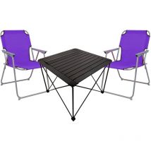 3tlg Campingmöbel Set Lila-mcm3001+2xmpo2600lila