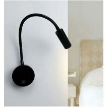 Amirror Smart Ug - 3W led Bedside Reading Light, Flexible Swan led Reading Light (Black), Wall Light, led Reading Light with Switch, Warm White