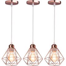 Norcks - 3X) Ø16CM Plafones Moderna Vintage Lámparas De Colgar De Metal Lámparas De Colgar De Interior Oro Rosa Retro Para Sala De Estar Dormitorio