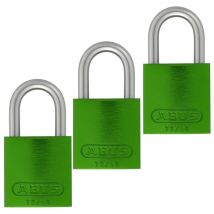 Abus - 3x Vorhangschloss Aluminium grün 72LL/40 vs Bügelschloss Gravur geeignet