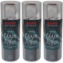 3x Baufix Chrom Silber Effektlack Lackspray 400ml Farbspray Sprühdose Spraydose