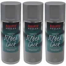 3x Baufix Silber Lackspray 400ml Farbspray Sprühdose Lack Buntlack Sprühfarbe