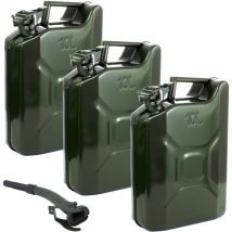 Baumarktplus - 3x Kraftstoffkanister Olivgrün 10 Liter inkl. 1x Ausgießer