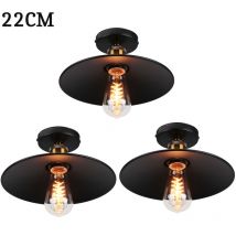 Axhup - 3x Ceiling Lighting Fitting Vintage, Creative Metal Ceiling Lamp, Industrial Chandelier with Lampshade for Living Room Hallway (Black)