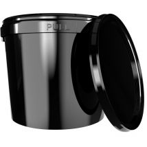 1x Eimer mit Deckel 5l Schwarz Rund Kunststoff Eimer Lebensmittelecht, luftdicht und stabil