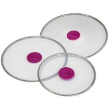 3x Frischhaltedeckel aus Silikon Rund 20cm/24cm/28cm Transparent - Klar