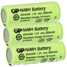 3x GP Akku 2/3 aaa 1,2V / 400mAh GP 40AAAM Micro NiMH Akku Höhe 29,7mm