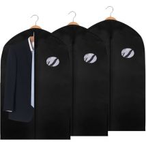 3x Kleidersack Kleidersäcke Schutzhülle mit Schuhtasche Kleiderhülle Kleiderschutz Dicker Vliesstoff mit PE-Folie 100 x 60cm