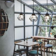 3X Lampada a Sospensione, Ø16cm Mini Diamante Plafoniera a Sospensione con E27 Attacco, Illuminazione con Gabbia per Soggiorno Sala da Pranzo Camera