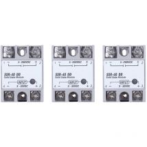 3x relais statique monophasé Dc-dc Ssr-40dd 40a blanc + argent