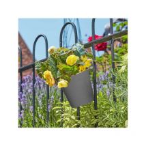 Smart Garden - 3x 15cm 6 Inch Fence Balcony Hanging Pot Basket Slate Grey Planter