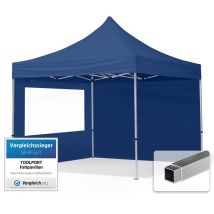 3x3 m Faltpavillon, economy Alu 32mm, Seitenteile mit Panoramafenster, blau