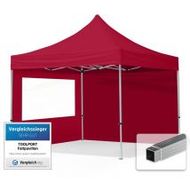 3x3 m Faltpavillon, economy Alu 32mm, Seitenteile mit Panoramafenster, rot
