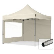 3x3 m Tente pliante - Acier, côté panoramique, crême - Toolport