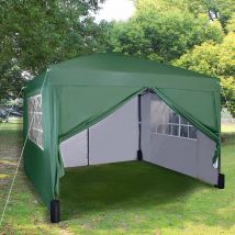 3x3 Meter Faltpavillon in Grün mit 4 abnehmbaren Seiten