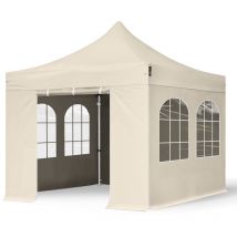 House Of Tents - 3x3m gazebo pieghevole pes 800 con laterali (finestre), professional 40mm alluminio, crema