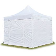 House Of Tents - 3x3m gazebo pieghevole pvc 850 ignifugo con laterali, professional 40mm alluminio, bianco