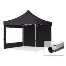 House Of Tents - 3x3m gazebo pieghevole pes 800 con laterali (finestre panoramiche), professional 40mm alluminio, nero