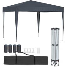 3x3m Wasserdicht Gartenzelt Pop-up Pavillon Gartenpavillon Partyzelt Faltzelt Grau