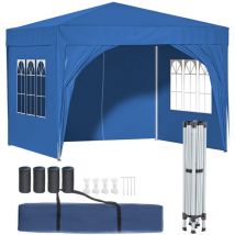 3x3m Wasserdicht Gartenzelt Pop-up Pavillon Gartenpavillon Partyzelt Faltzelt mit 4 Seitenwänden Blau