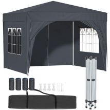 3x3m Wasserdicht Gartenzelt Pop-up Pavillon Gartenpavillon Partyzelt Faltzelt mit 4 Seitenwänden Grau