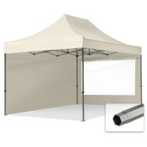 3x4,5 m Tente pliante - Acier, côté panoramique, crême - Toolport