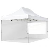 3x4,5 m Tente pliante - Alu, côté panoramique, blanc - Toolport