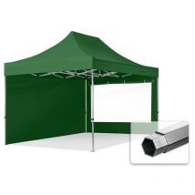 3x4,5m gazebo pieghevole pes 800 con laterali (finestre panoramiche), professional 40mm alluminio, verde scuro
